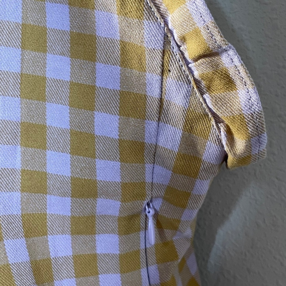 Milk It Gingham Ruffle Midi Dress Women Lavender Checkered Cottagecore Picnic - Picture 5 of 13